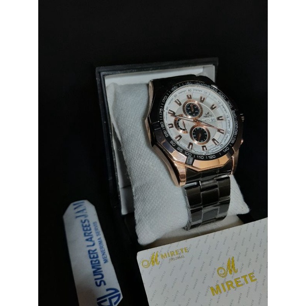 Jam tangan pria mirete sport tanggal hari aktif
