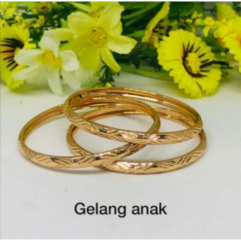 gelang kolong anak titanium gold 3 pics terlaris