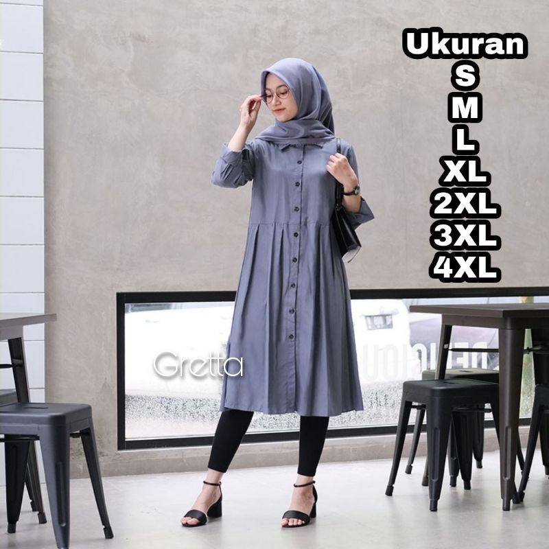 Premium Series GRETTA Tunik Jumbo Ukuran S M L XL XXL XXXL 4L 5L 2XL 3XL 4XL 5XL Fashion Muslim Baju Big Size