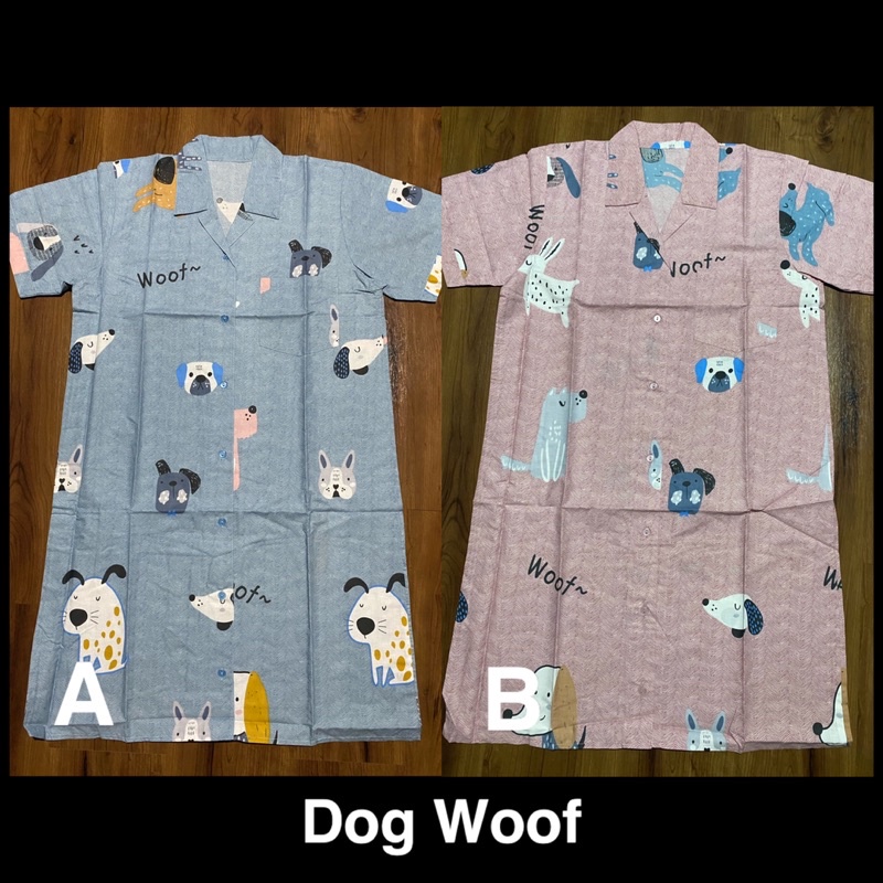 Baju Tidur / Daster Katun Tangan Pendek Krah Full Kancing