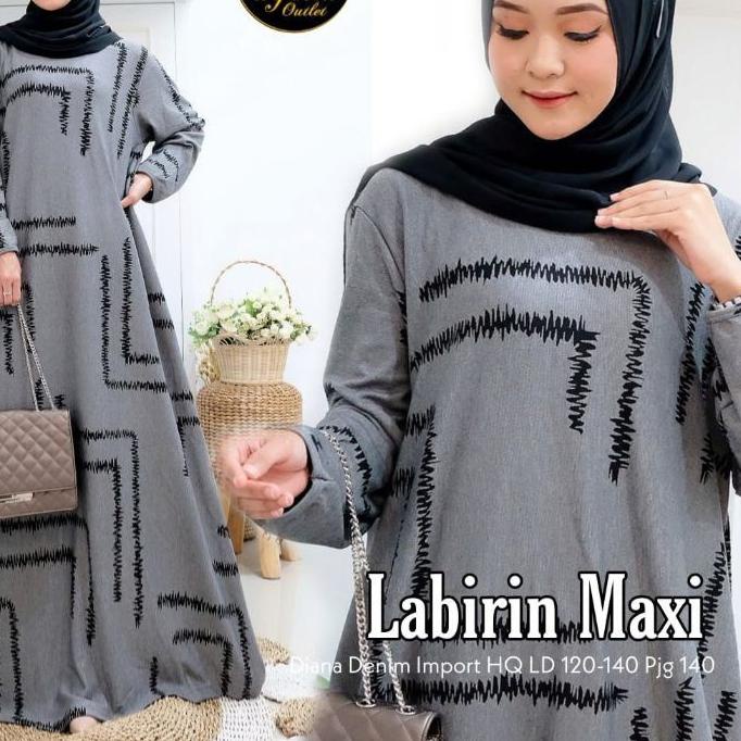 ℮ Tarosa Maxy - Gamis Denim Diana Jumbo LD120+ / R.21 - 025-5812 ♥
