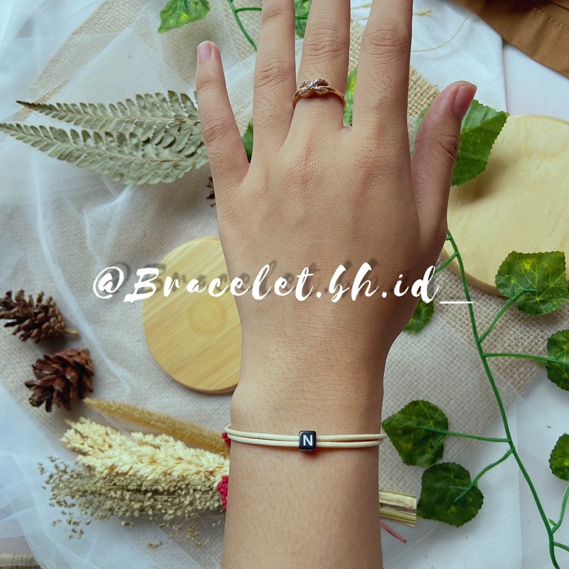 Gelang nama || Gelang tali satin|| Gelang inisial kotak || Gelang couple