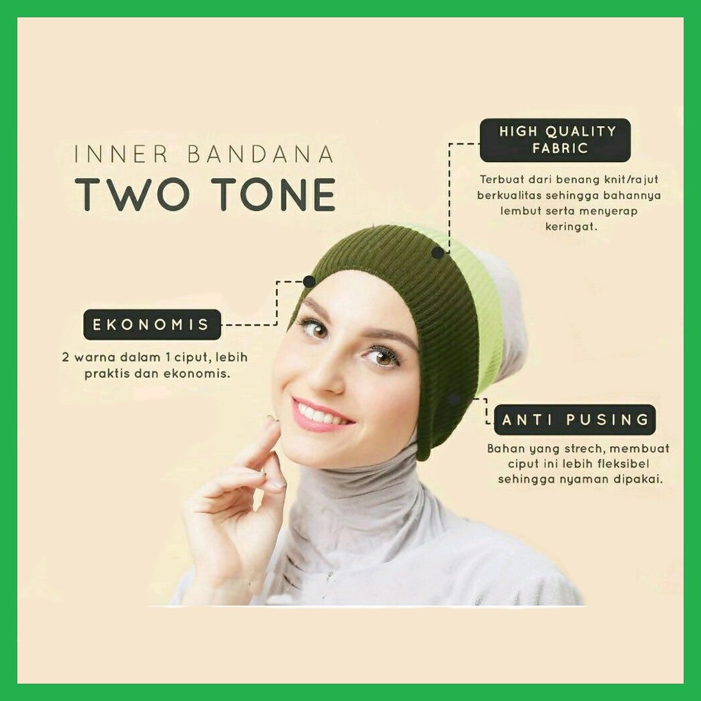 Bandana Rajut Dua Warna / Inner Rajut Polos Two Tone/ Daleman Hijab Rajut Anti Pusing 2 Warna Anpus