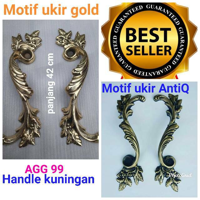 Handle kuningan Antiq 42 cm Tarikan pintu kuningan Antiq Handle pintu rumah mewah
