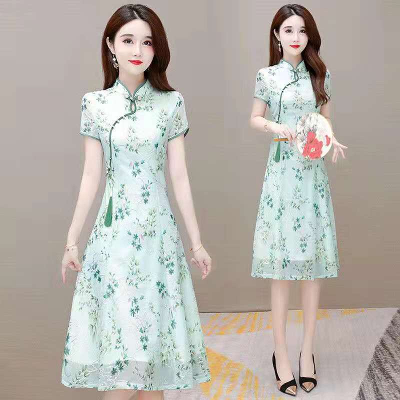 cheongsam modified dress summer dress 2022 women's new slim and elegant temperame