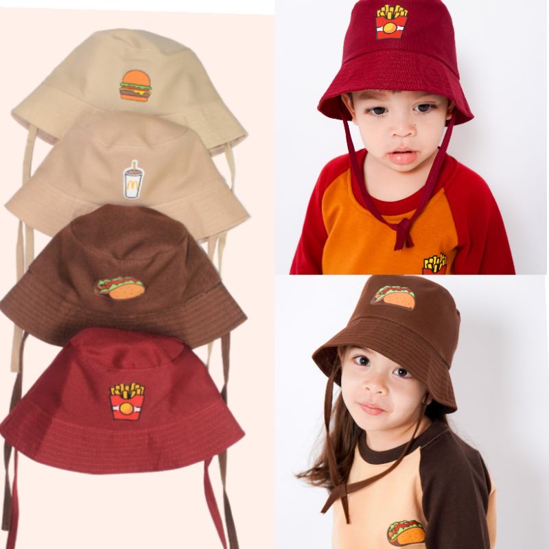 YOLA BUCKET HAT Topi Bucket Anak Gambar Fast Food Snack