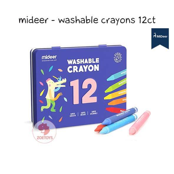 Zoetoys Mideer - Washable Crayons 12 ct. 24 36 warna colors | Peralatan Mewarnai | Nontoxic Crayons | Cari Kado | Cari Kado Natal