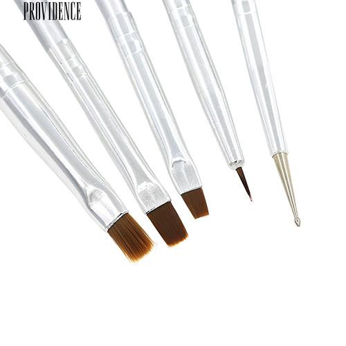 [Bayar Di Tempat] 5X Perak Tone Nail Art UV Gel Desain Brush Painting Pen Manicure Tips Tools Set