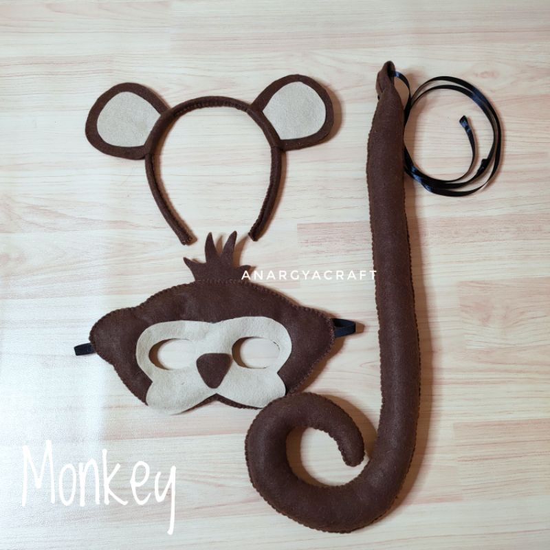 one set cosplay monyet ( bando monyet, ekor monyet, topeng monyet)