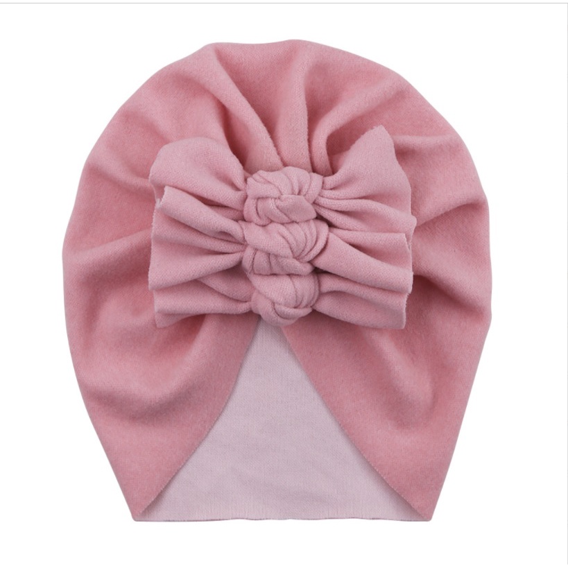 T-87 NEW Turban / topi anak bayi motif tiga pita kualitas premium-7.Pink