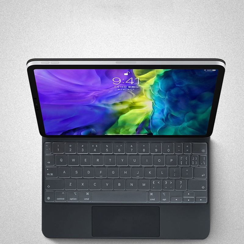 Magic Cover Pelindung Keyboard Bahan TPU Transparan Anti Air / Kotor Untuk iPad Pro 12.9 &quot;11&quot; 2020 2021