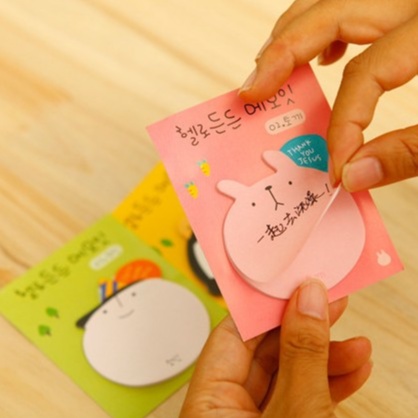 Post It Sticky Notes Memo Kecil Karakter / Stiki Note Murah Motif Muka dan Beruang Pink Unik Lucu L3,403 - KSY051-2