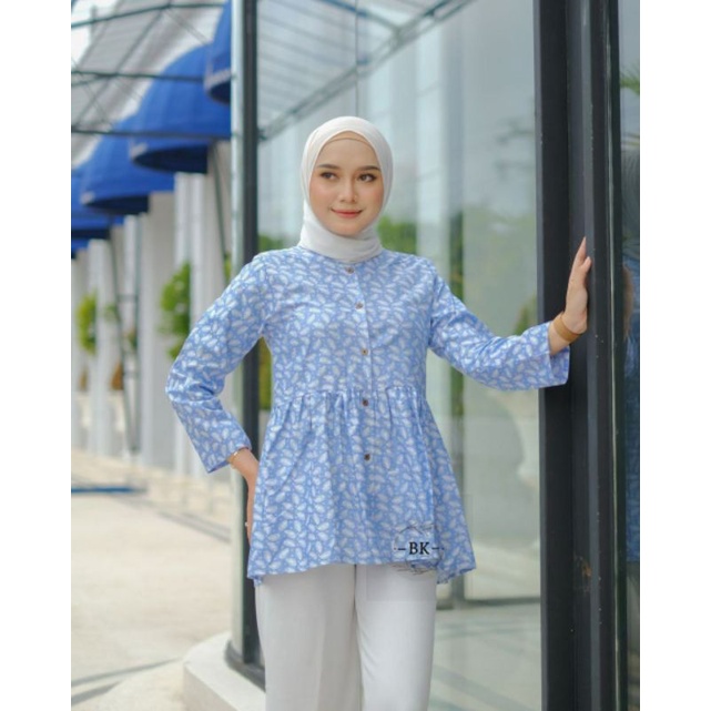 Batik wanita ASJ SA HRB026 Kenongo Kemeja Tosca Pendek-blouse wulu knz
