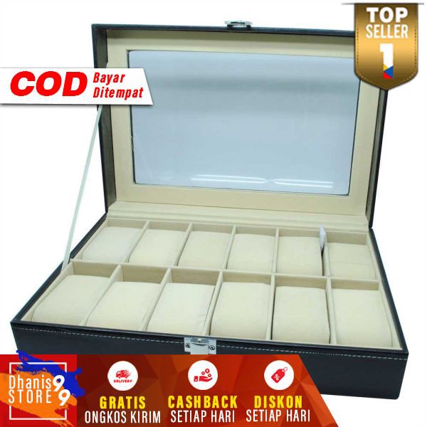 Kotak Jam Tangan Luxury 12 Slot Watch Box Organizer Murah Kotak Penyimpanan Aksesoris Wristwatch