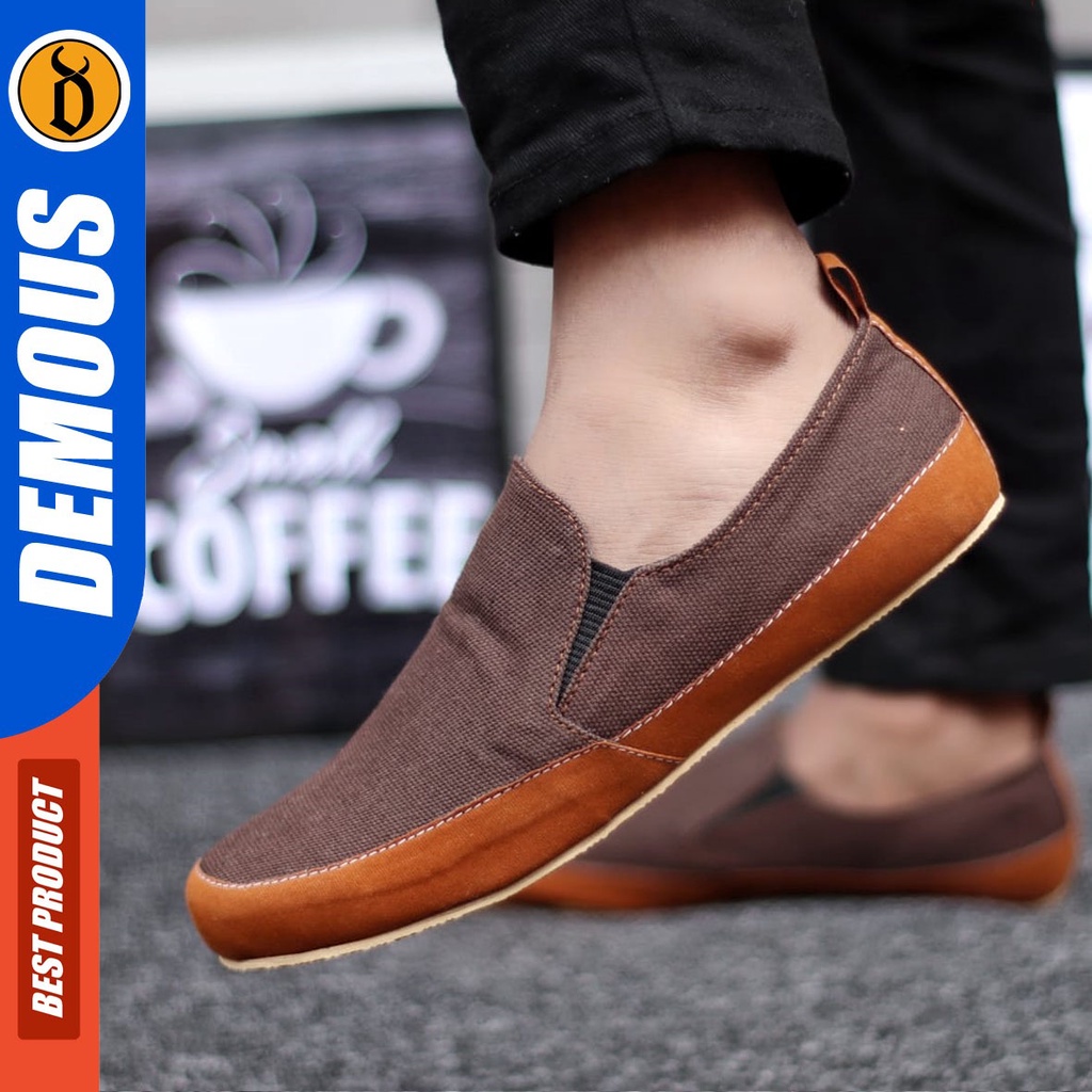 DEMOUS Hanza - Sepatu Slip On Casual Slop Pria Kanvas