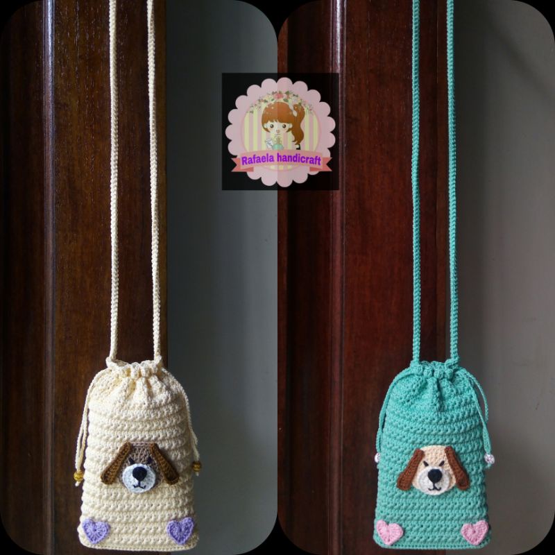 Tas rajut hp/tas rajut selempang/tas rajut serut