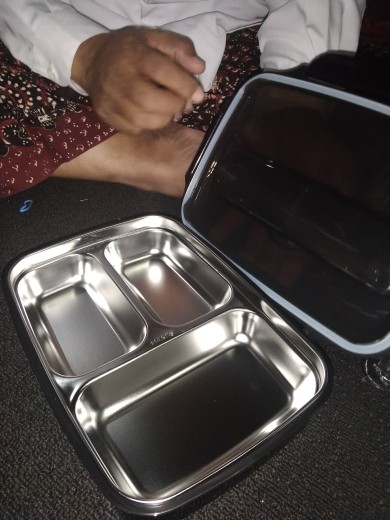 Kotak Makan Healthy Bento Lunch Box Stainless Steel 3 Grid 1000ml With Spoon & Chopstick