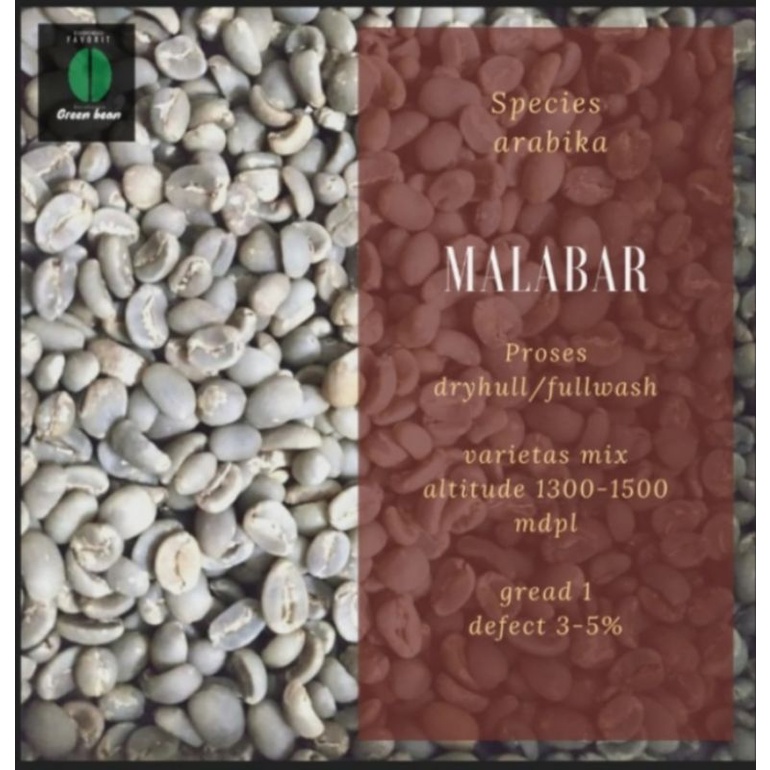 

green Bean / biji kopi Arabika MALABAR - dryhull - 1kg