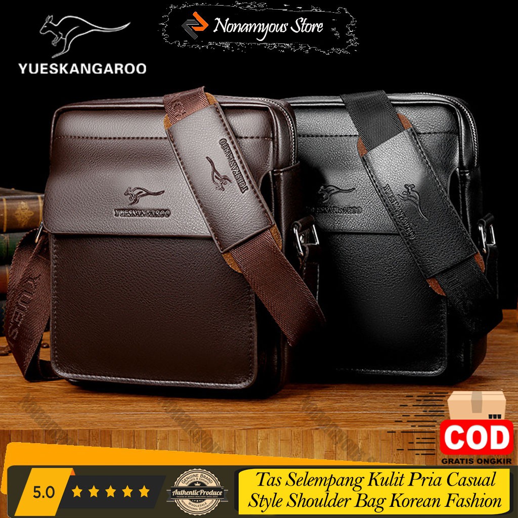 [ORIGINAL] Yueskangaroo Tas Selempang Kulit Import Pria Korean Fashion Casual Style Shoulder Bag's