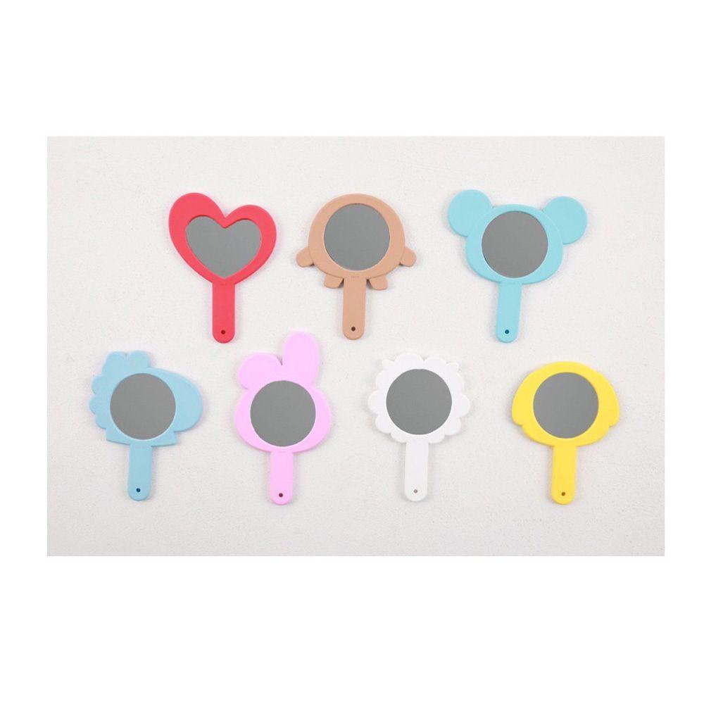 R-flower BT21 Hand Mirror Silica Gel Handle Untuk Anak Perempuan Desain Portable Aksesoris Kosmetik