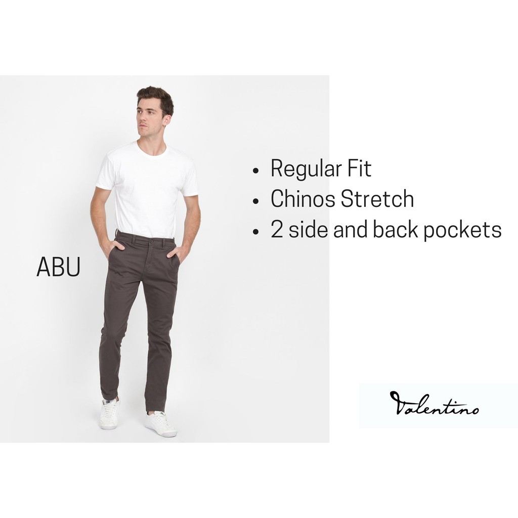 Valentino Jeans Celana Chinos Stretch Pria Abu