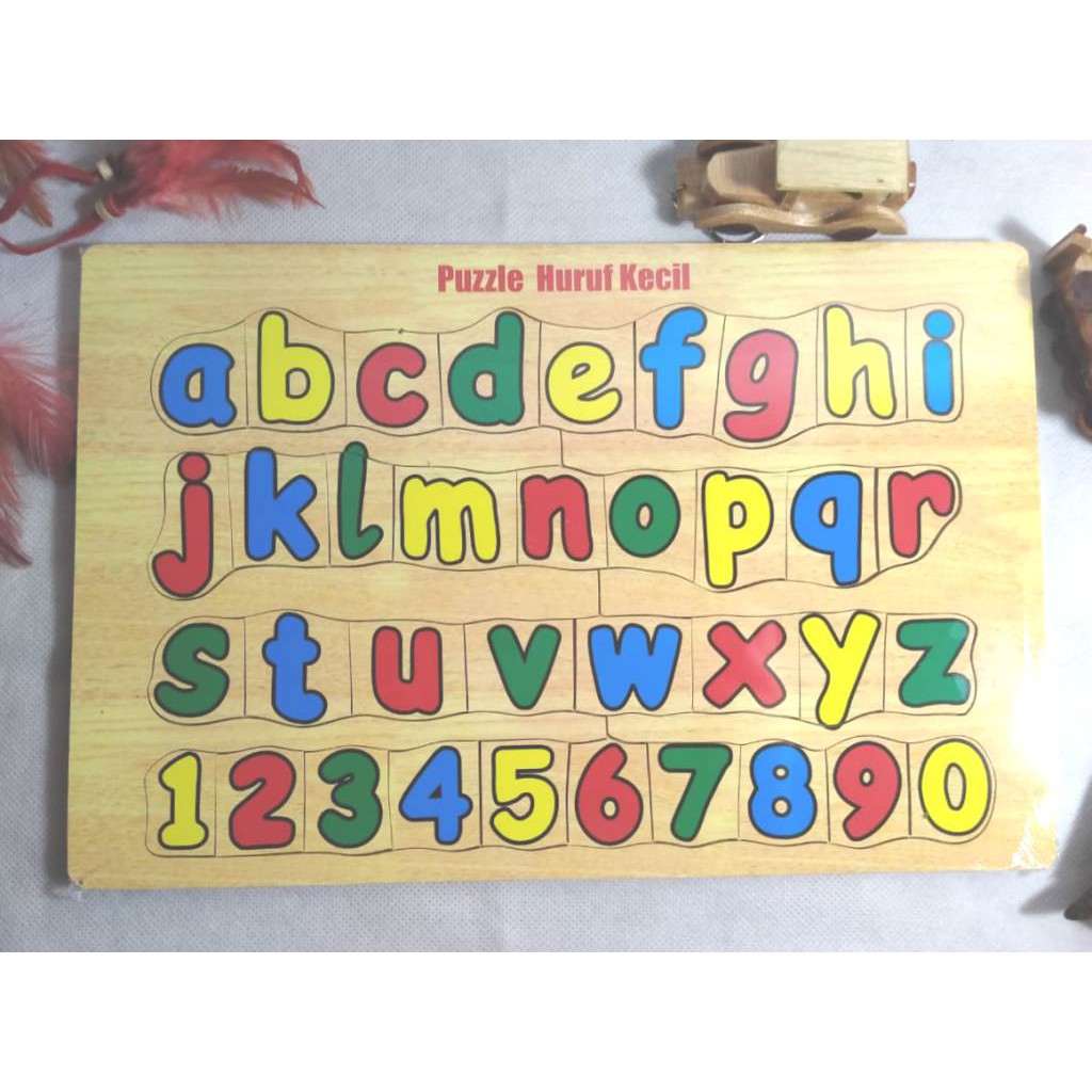 PUZZLE ABC KAYU / MAINAN EDUKASI / PUZZLE GAMBAR ABJAD ALFABET HURUF KECIL. Riens collections