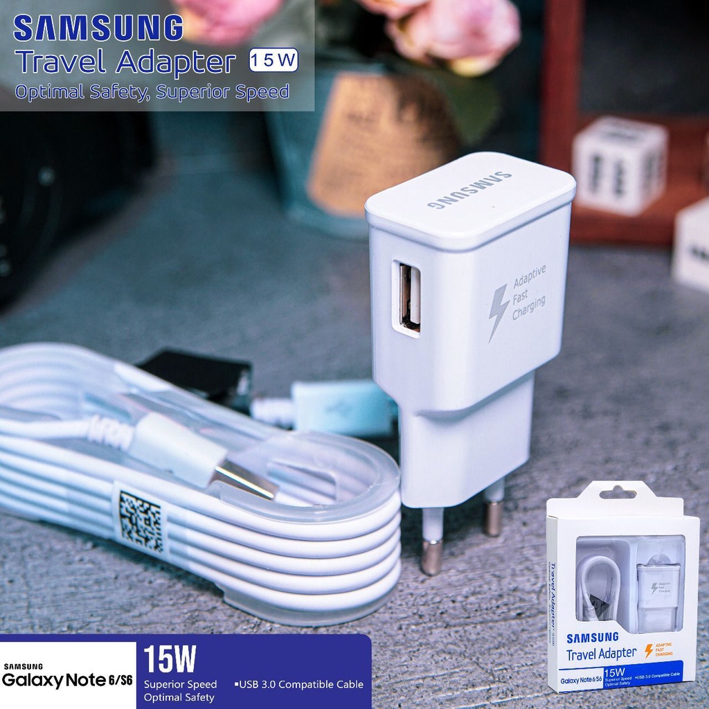 Tc travel Charger Samsung NOTE 4 Kabel TULANG 15W non fast