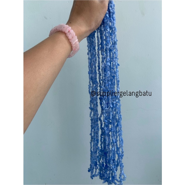 kerikil batu cat eye BIRU LAUT 1cm akik alam mata kucing soft blue bahan kalung gelang anting strap mask kerajinan tangan craft citayam fashion week etink vintage elegan bali manik crystal