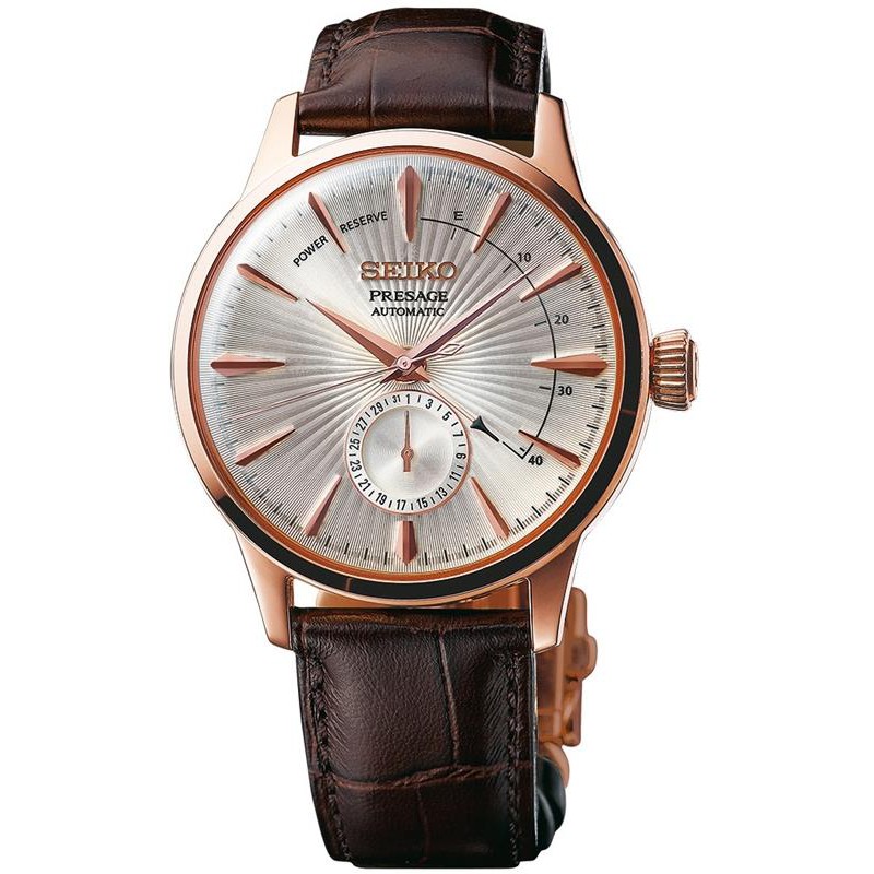 Jam Tangan Seiko Presage SSA346J1 Automatic Sidecar Cocktail Rosegold Stainless Steel Brown Leather