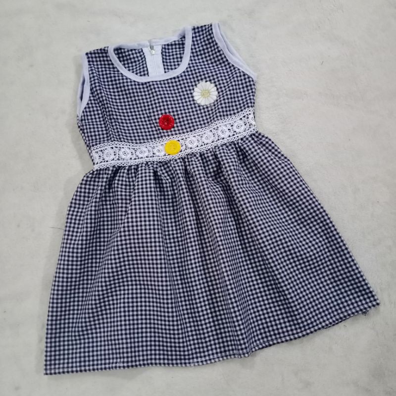 Dress anak lucu 1 2 tahun pink biru lucu kotak ( dress lucu sun pinka )