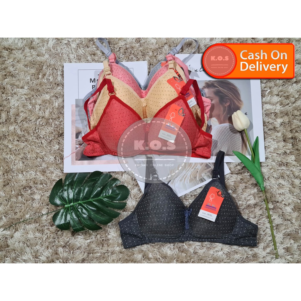 Bra remaja tanpa kawat bermotif size 32-38