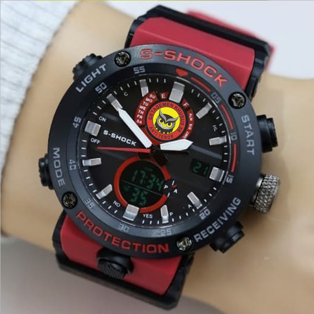 (EXCLUSIVE) Jam Tangan DENSUS 88 Double Time - Tali Merah