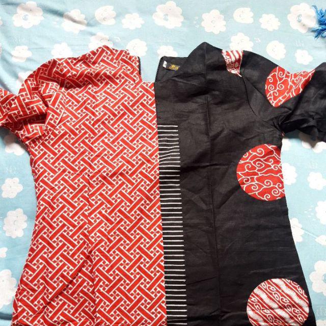 Tunik Nadine Batik Kombinasi Merah Tunik Batik Seragaman Kerja Kantor Tunik Nadin Tunic Nadine
