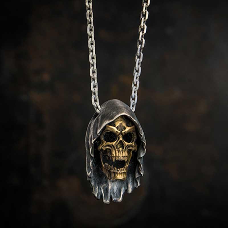 Kalung Liontin Tengkorak Bahan Metal Gaya Retro Punk Gothic Rock Untuk Pria