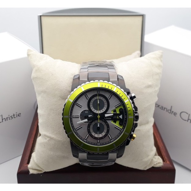 Alexandre Christie AC 6455 Grey Ring Green Fosfor For Men Original