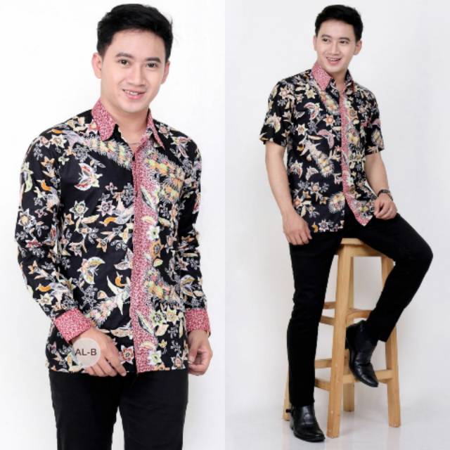 Kemeja Batik Pria Lengan Panjang Phoenix Pink