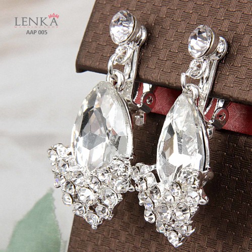 [SIAP KIRIM] AKSESORIS ANTING CRYSTAL PENGANTIN PESTA WEDDING MODERN AAP005