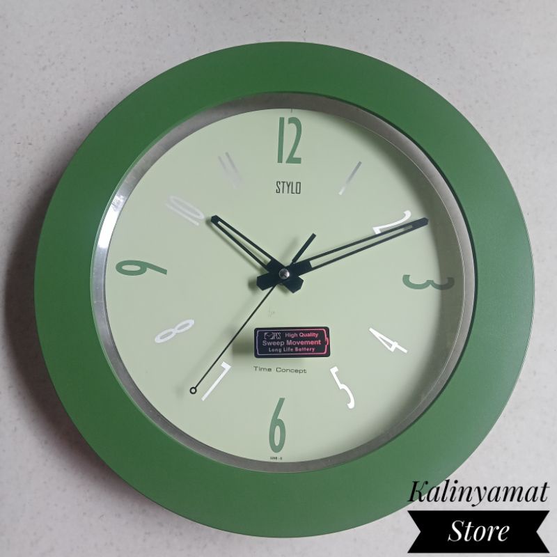 JAM DINDING STYLO 3252T-6 33CM GREEN SWEEP MOVEMENT
