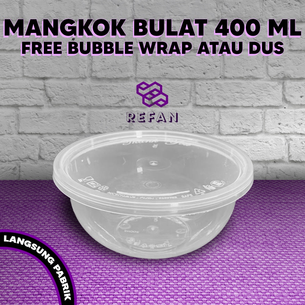 Mangkok Plastik 400 ml / Tempat Makan Nasi Cup Puding Thinwall