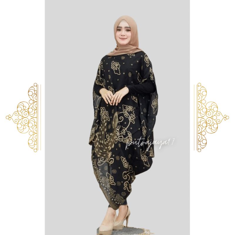 Dress Batik Wanita Premium Kaftan Batik Wanita Jumbo Modern Baju Kondangan Wanita Modern MERAK ABU