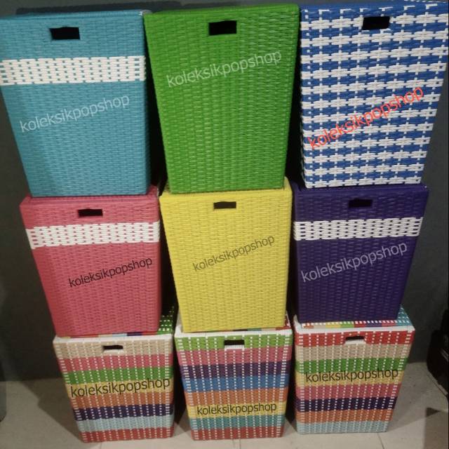 Keranjang laundry, box serbaguna anyaman rotan sintetis, box penyimpanan mainan anak