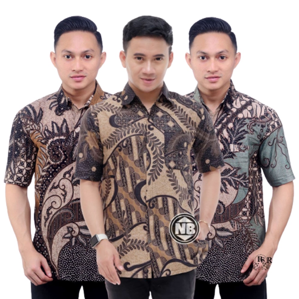 BATIK PRIA LENGAN PENDEK - HEM BATIK PRIA LENGAN PENDEK - BAJU BATIK PRIA LENGAN PENDEK JUMBO M L XL XXL