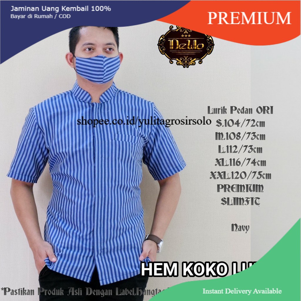 BATIK JUMBO PRIA "KOKO LURIK BIRU"-M,L,XL,XXL,XXXL,XXXXL,XXXXXL SRAGEN JUMBO XXXL 7