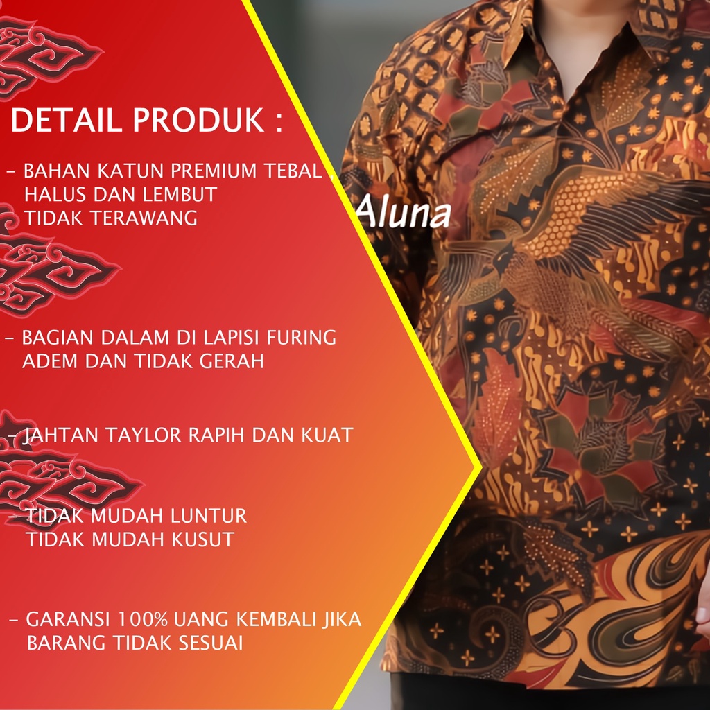 BAJU KEMEJA FORMAL KONDANGAN BATIK PRIA PEKALONGAN LENGAN PANJANG PREMIUM MODERN BATIK ALUNA PCW 089