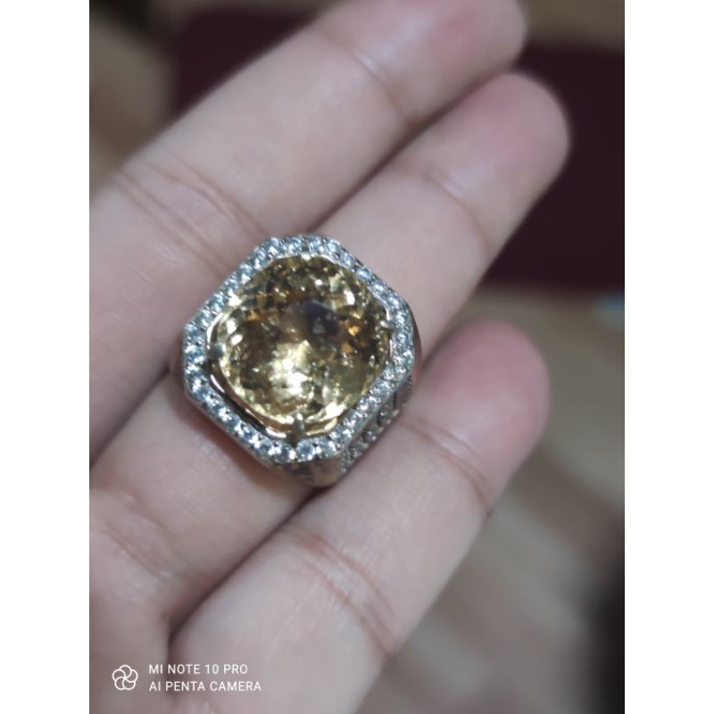 cincin batu mali garnet yellow langka HQ sertifikat seperti sapphire