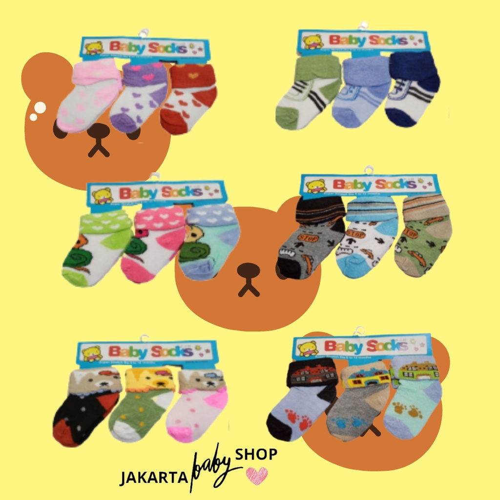 KAOS KAKI BAYI STANDARD (ISI 3) 3IN1 BABY SOCKS 0-12 BULAN 751300