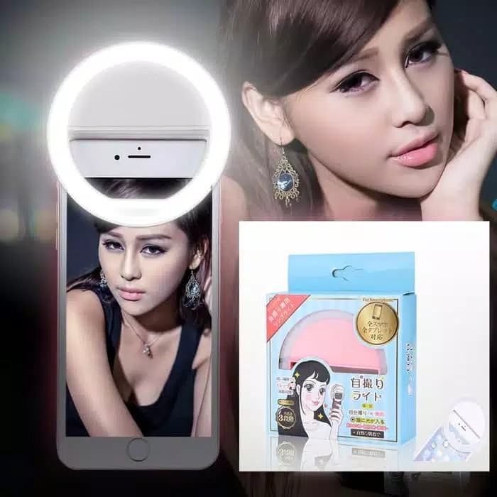 Lampu ringlight ring light kecil LED USB charger ring lampu selfie universal