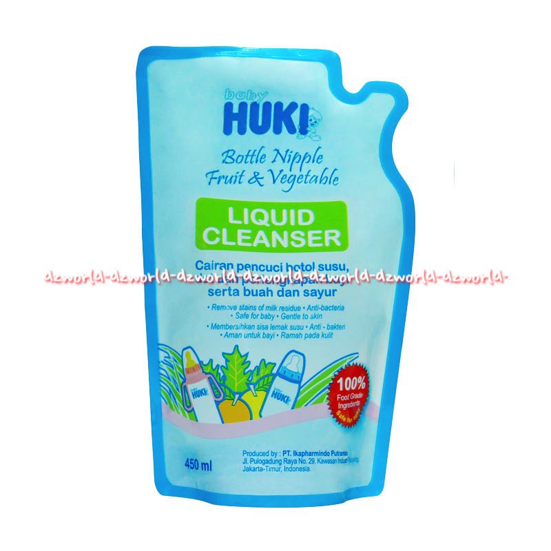 Huki Liquid Cleanser 450ml Refill sabun pembersih botol dan alat makan bayi 100% persen foodgrade