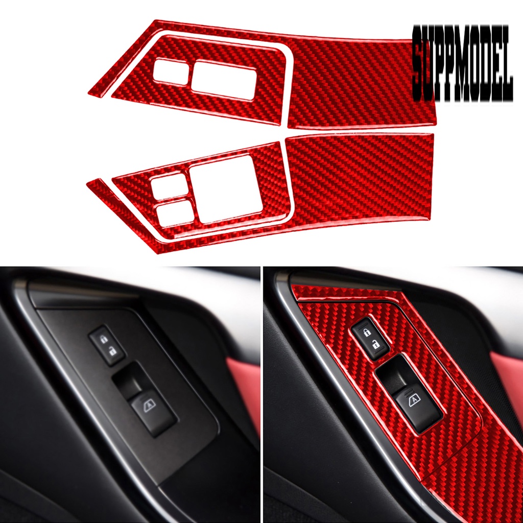 Suppmodelx 4Pcs / Set Stiker Cover Tombol Kontrol Jendela Mobil Warna Merah Untuk Nissan GTR R35 2008-2016