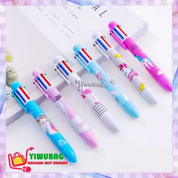 

6 in 1 Pulpen gel Motif kartun kuda poni dan burung flamingo